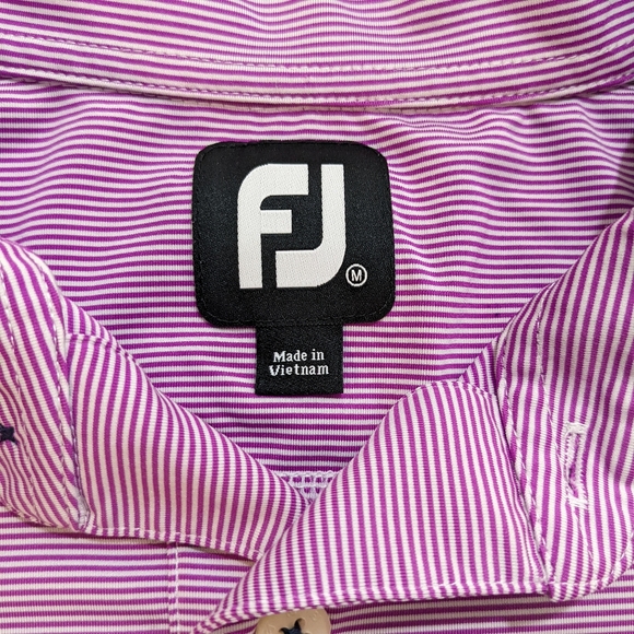 Footjoy Golf Polo Mens Purple White Striped Size Medium - Picture 2 of 4